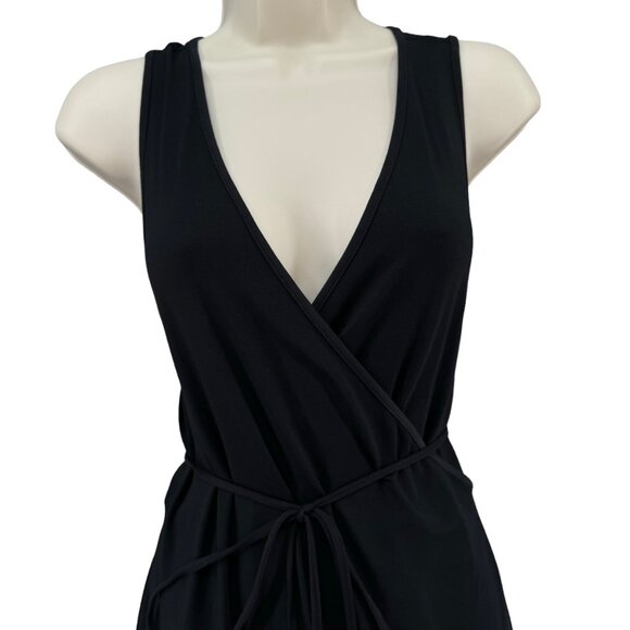 Tart Collections Wrap Dress Solid Black Modal Stretch Sleeveless V Neck Size 0X - Picture 3 of 13